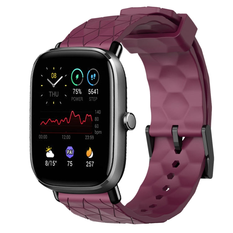 Cinturino per orologio in silicone tinta unita con motivo a calcio da 20 mm, For Amazfit GTS 2E, For Amazfit GTS 2 Mini