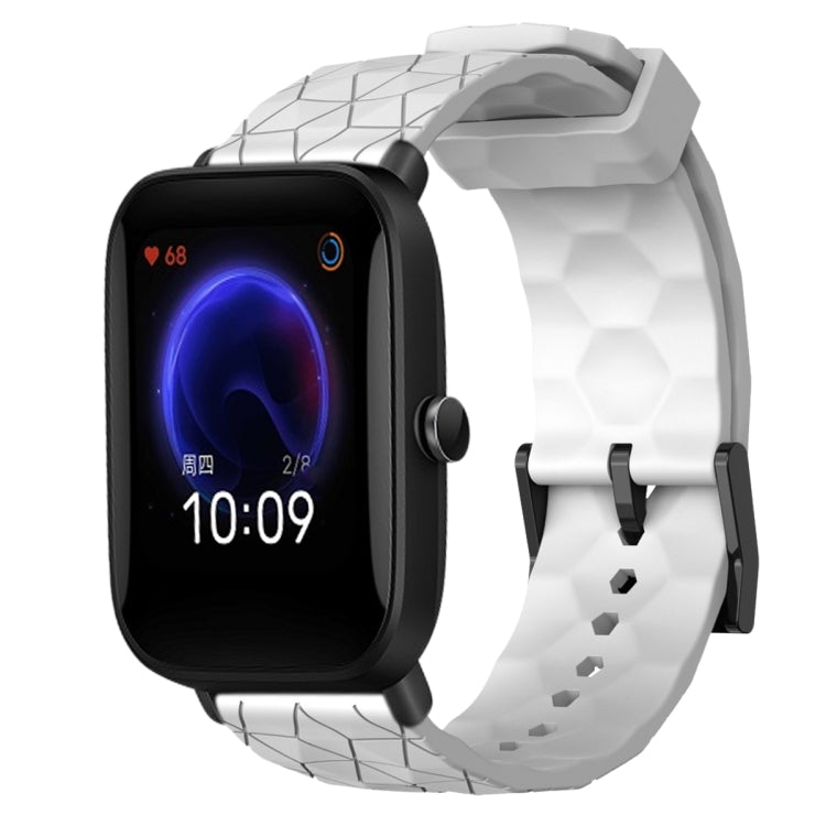 Cinturino per orologio in silicone tinta unita con motivo a calcio da 20 mm, For Amazfit Pop