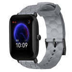 Cinturino per orologio in silicone tinta unita con motivo a calcio da 20 mm, For Amazfit Pop