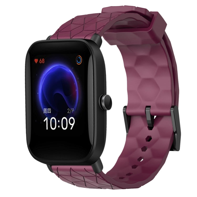 Cinturino per orologio in silicone tinta unita con motivo a calcio da 20 mm, For Amazfit Pop
