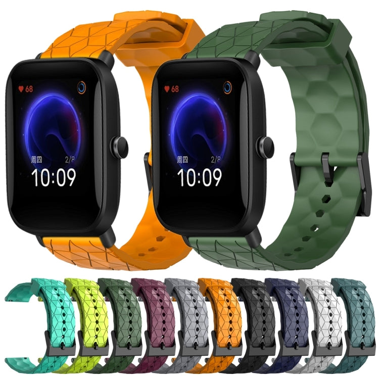Cinturino per orologio in silicone tinta unita con motivo a calcio da 20 mm, For Amazfit Pop