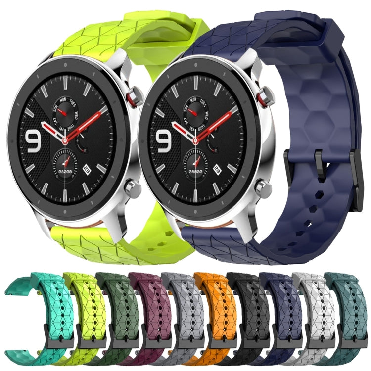 Cinturino per orologio in silicone tinta unita con motivo a calcio da 22 mm, For Amazfit GTR 4, For Amazfit GTR 3