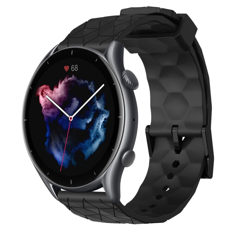 Cinturino per orologio in silicone tinta unita con motivo a calcio da 22 mm, For Amazfit GTR 4, For Amazfit GTR 3
