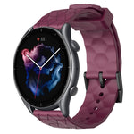 Cinturino per orologio in silicone tinta unita con motivo a calcio da 22 mm, For Amazfit GTR 4, For Amazfit GTR 3