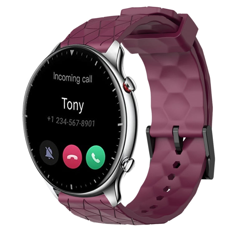 Cinturino per orologio in silicone tinta unita con motivo a calcio da 22 mm, For Amazfit GTR 2, For Amazfit 3