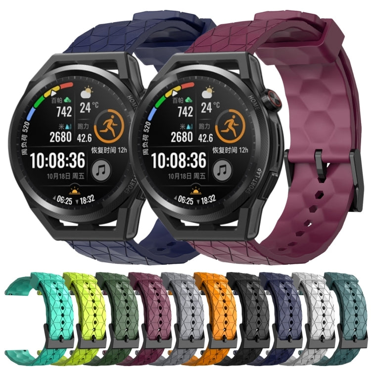 Cinturino per orologio in silicone tinta unita con motivo a calcio da 22 mm, For Huawei Watch GT Runner, For Huawei Watch 3