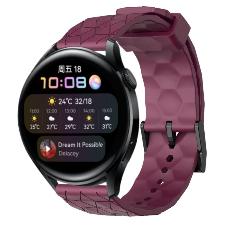 Cinturino per orologio in silicone tinta unita con motivo a calcio da 22 mm, For Huawei Watch GT Runner, For Huawei Watch 3