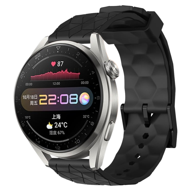 Cinturino per orologio in silicone tinta unita con motivo a calcio da 22 mm, For Huawei Watch 3 Pro, For Huawei GT2 Pro