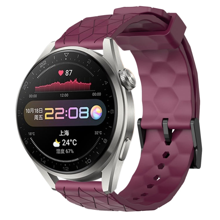 Cinturino per orologio in silicone tinta unita con motivo a calcio da 22 mm, For Huawei Watch 3 Pro, For Huawei GT2 Pro