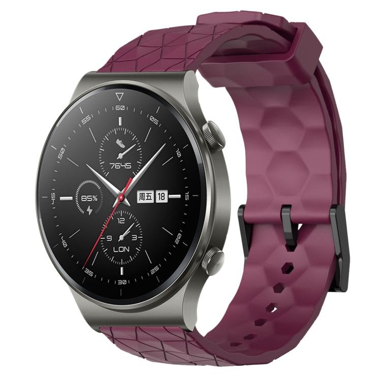Cinturino per orologio in silicone tinta unita con motivo a calcio da 22 mm, For Huawei Watch 3 Pro, For Huawei GT2 Pro