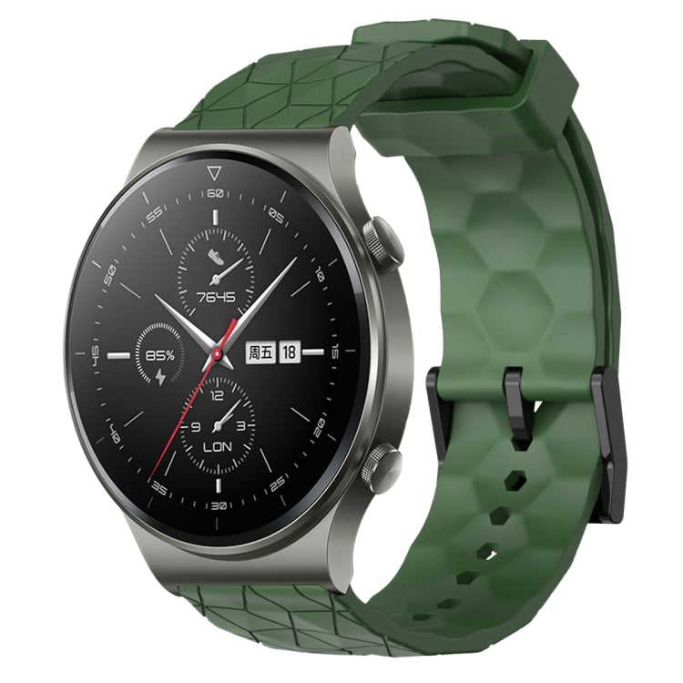 Cinturino per orologio in silicone tinta unita con motivo a calcio da 22 mm, For Huawei Watch 3 Pro, For Huawei GT2 Pro