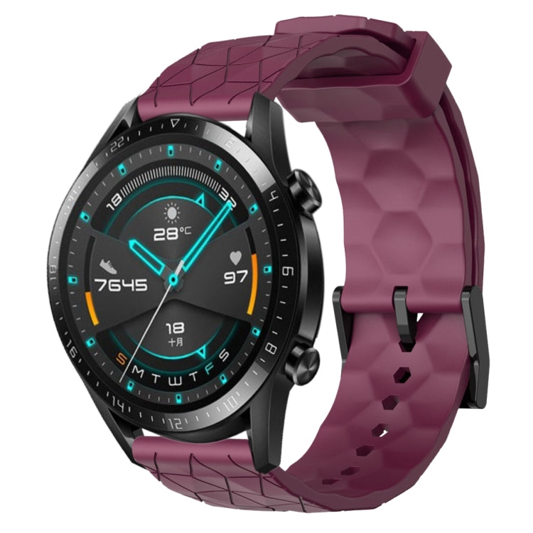 Cinturino per orologio in silicone tinta unita con motivo a calcio da 22 mm, For Huawei Watch GT 2E, For Huawei GT2 46mm