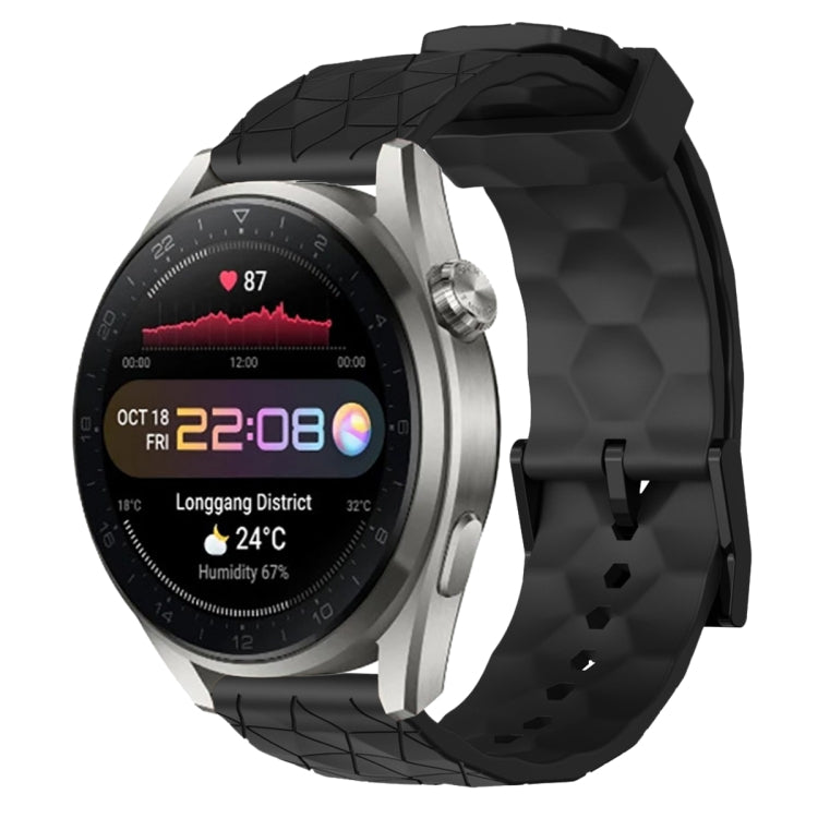 Cinturino per orologio in silicone tinta unita con motivo a calcio da 22 mm, For Huawei Watch 3 Pro New