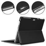 Per Microsoft Surface Pro 9 JUNSUNMAY Custer Custodia per tablet in pelle con supporto a 3 pieghe in tinta unita