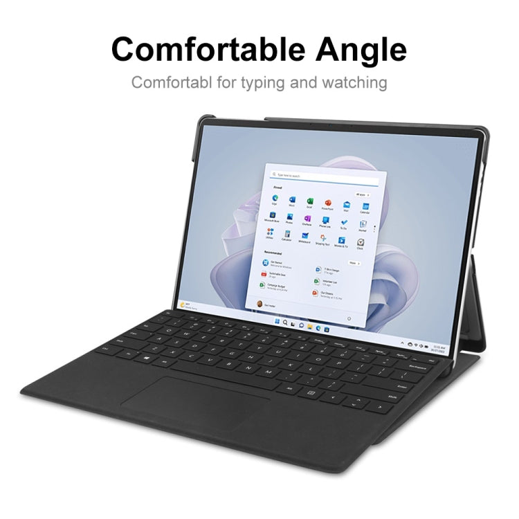 Per Microsoft Surface Pro 9 JUNSUNMAY Custer Custodia per tablet in pelle con supporto a 3 pieghe in tinta unita
