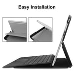 Per Microsoft Surface Pro 9 JUNSUNMAY Custer Custodia per tablet in pelle con supporto a 3 pieghe in tinta unita