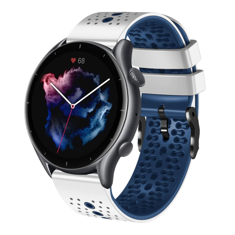 Cinturino in silicone bicolore traforato da 22 mm, For Amazfit 3, For Amazfit GTR 47mm