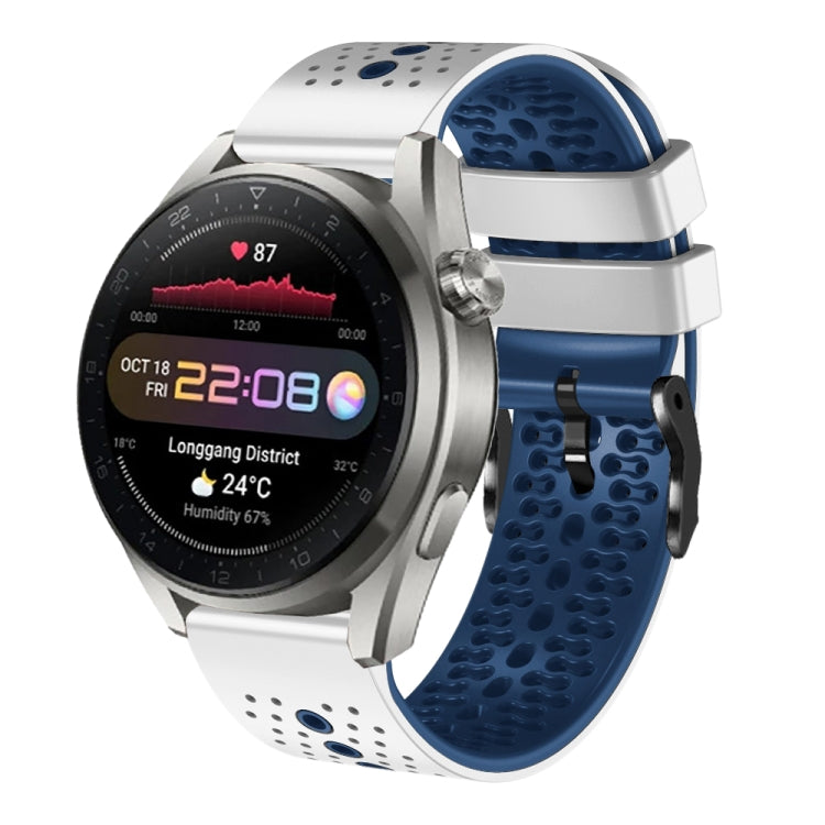 Cinturino in silicone bicolore traforato da 22 mm, For Huawei Watch 3 Pro New