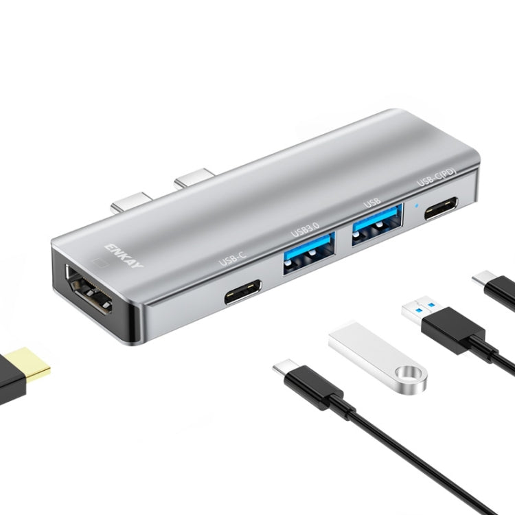 Adattatore docking station ENKAY Hat-Prince 5 in 2 Hub Type-C a 4K HDMI / USB 3.0 per MacBook