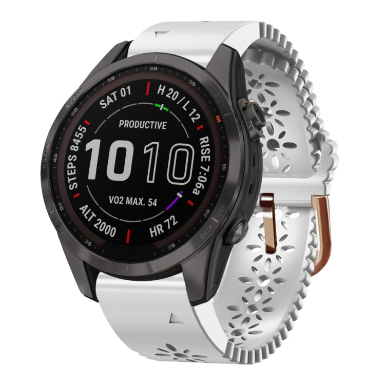 Cinturino in silicone da donna da 20 mm con punzone in pizzo, For Garmin Fenix 7S, For Garmin Fenix 7S Solar, For Garmin Fenix 7S Sapphire Solar