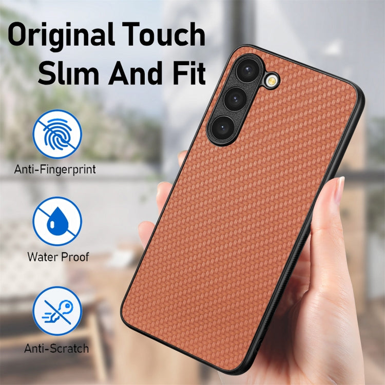 Cover posteriore in pelle con texture in fibra di carbonio, For Samsung Galaxy S23 5G, For Samsung Galaxy S23+ 5G, For Samsung Galaxy S23 Ultra 5G