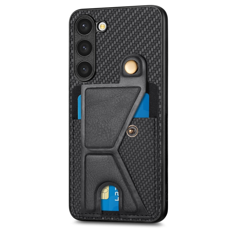 Custodia per cellulare con porta carte di credito in fibra di carbonio, For Samsung Galaxy S23 5G, For Samsung Galaxy S23+ 5G, For Samsung Galaxy S23 Ultra 5G