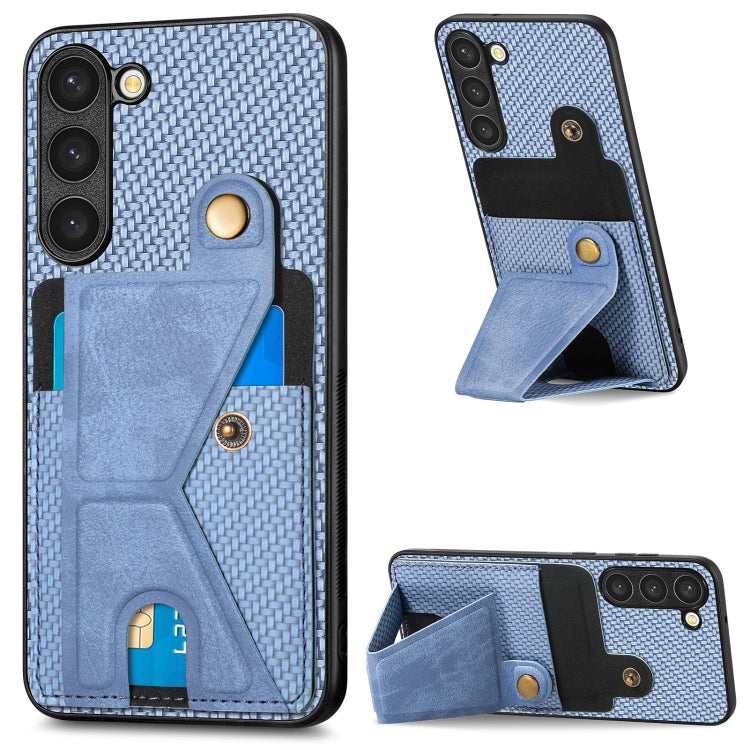 Custodia per cellulare con porta carte di credito in fibra di carbonio, For Samsung Galaxy S23 5G, For Samsung Galaxy S23+ 5G, For Samsung Galaxy S23 Ultra 5G