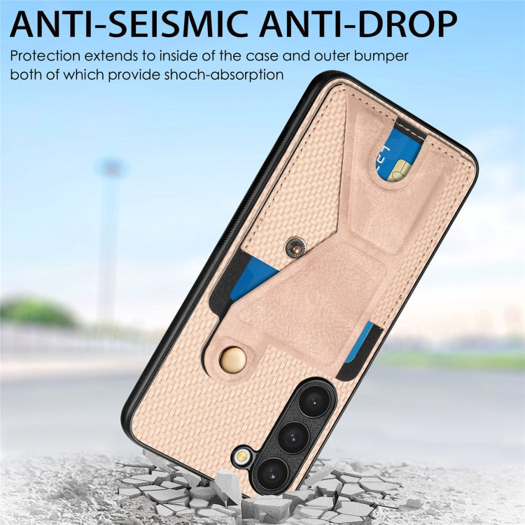 Custodia per cellulare con porta carte di credito in fibra di carbonio, For Samsung Galaxy S23 5G, For Samsung Galaxy S23+ 5G, For Samsung Galaxy S23 Ultra 5G