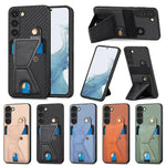 Custodia per cellulare con porta carte di credito in fibra di carbonio, For Samsung Galaxy S23 5G, For Samsung Galaxy S23+ 5G, For Samsung Galaxy S23 Ultra 5G
