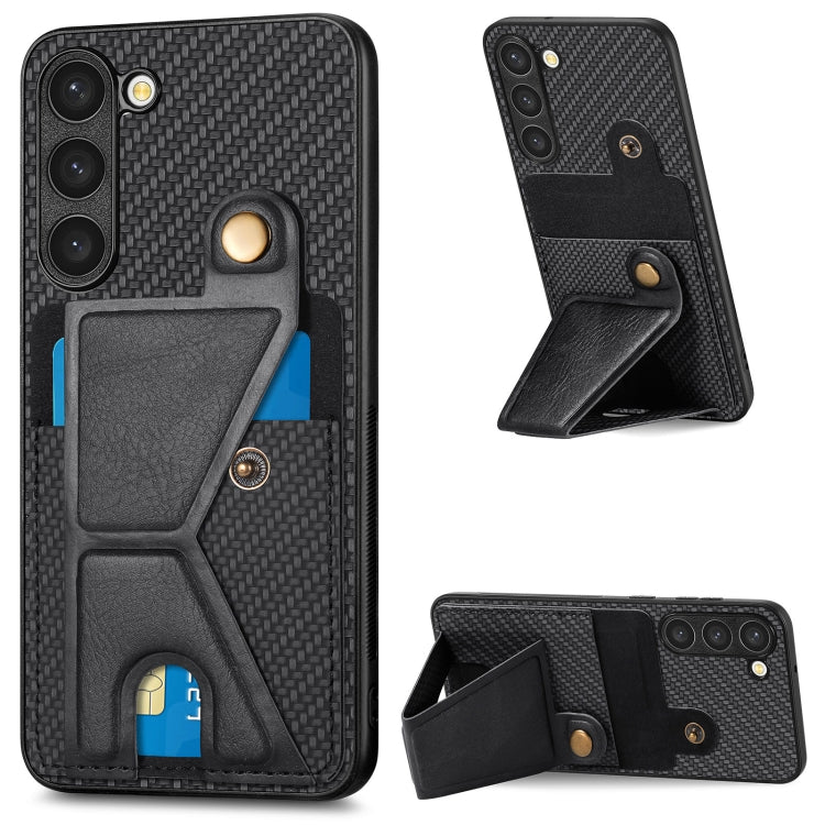 Custodia per cellulare con porta carte di credito in fibra di carbonio, For Samsung Galaxy S23 5G, For Samsung Galaxy S23+ 5G, For Samsung Galaxy S23 Ultra 5G