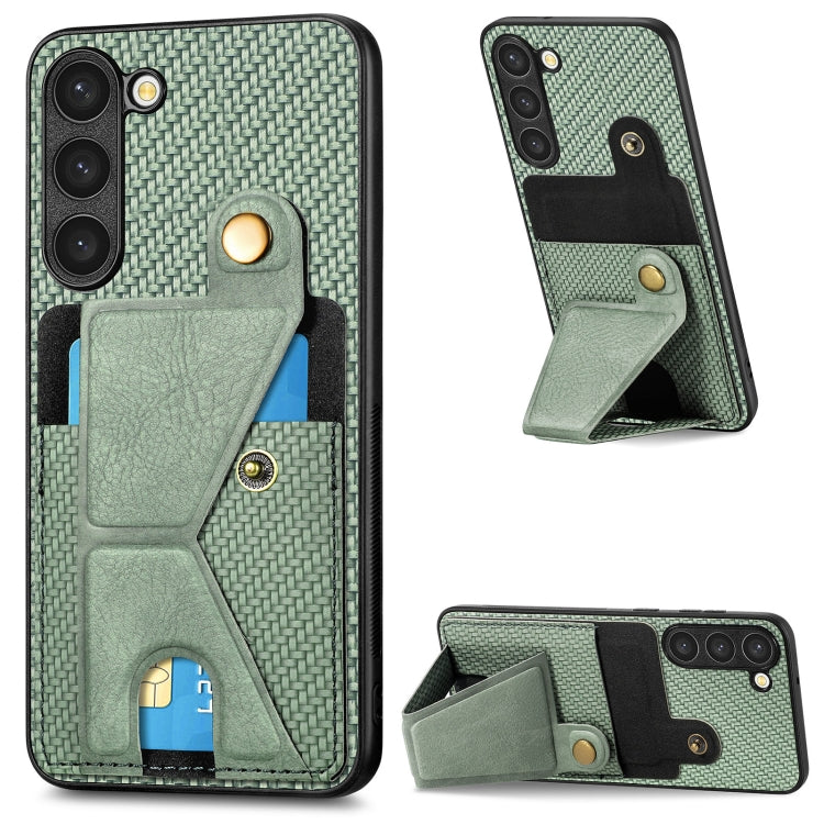 Custodia per cellulare con porta carte di credito in fibra di carbonio, For Samsung Galaxy S23 5G, For Samsung Galaxy S23+ 5G, For Samsung Galaxy S23 Ultra 5G