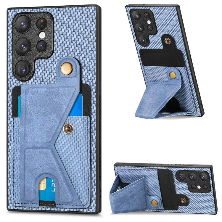 Custodia per cellulare con porta carte di credito in fibra di carbonio, For Samsung Galaxy S23 5G, For Samsung Galaxy S23+ 5G, For Samsung Galaxy S23 Ultra 5G