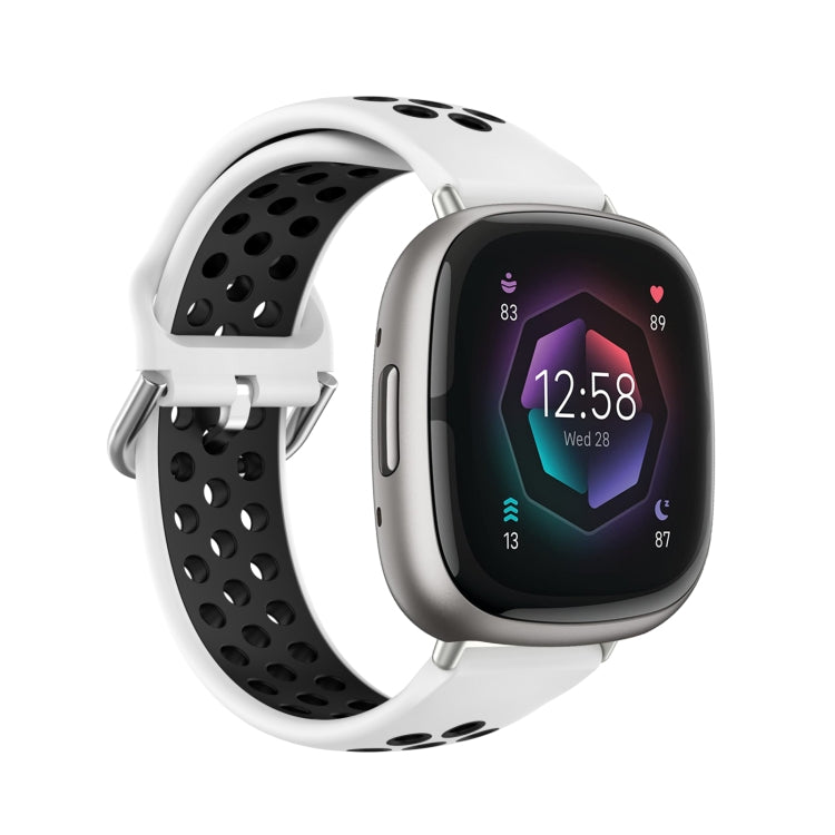 Cinturino in silicone traspirante traforato bicolore, For Fitbit Sense 2