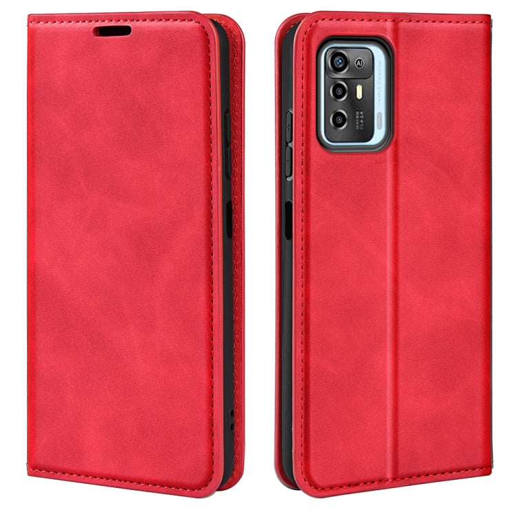 Per ZTE Blade A72 5G Custodia in pelle con ventosa magnetica retro-pelle, For ZTE Blade A72 5G