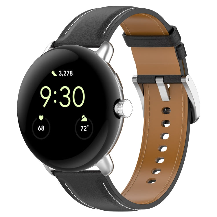 Cinturino per orologio cucito in rilievo in pelle, For Google Pixel Watch 4 / 3 / 2 / 1 41mm