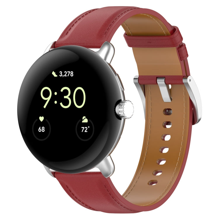 Cinturino per orologio cucito in rilievo in pelle, For Google Pixel Watch 4 / 3 / 2 / 1 41mm