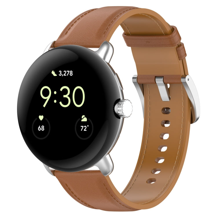 Cinturino per orologio cucito in rilievo in pelle, For Google Pixel Watch 4 / 3 / 2 / 1 41mm