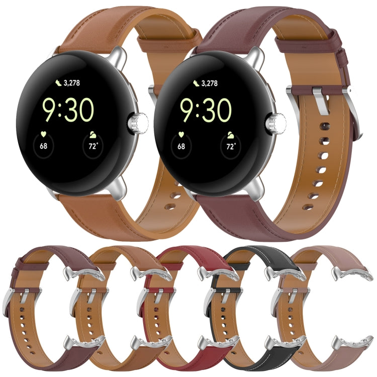 Cinturino per orologio cucito in rilievo in pelle, For Google Pixel Watch 4 / 3 / 2 / 1 41mm