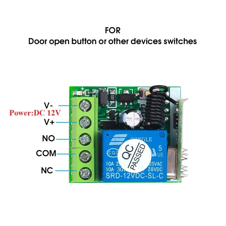 Interruttore remoto DC12V 1 canale 10A 433MHz