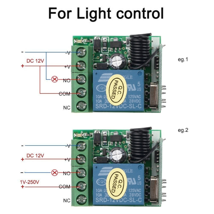 Interruttore di controllo remoto DC12V 1CH RF / relè 10A / ricevitore interruttore 433MHZ