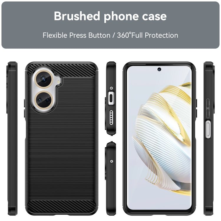 Per Huawei Nova 10 SE 4G Custodia per telefono TPU in fibra di carbonio con trama spazzolata, For Huawei Nova 10 SE 4G