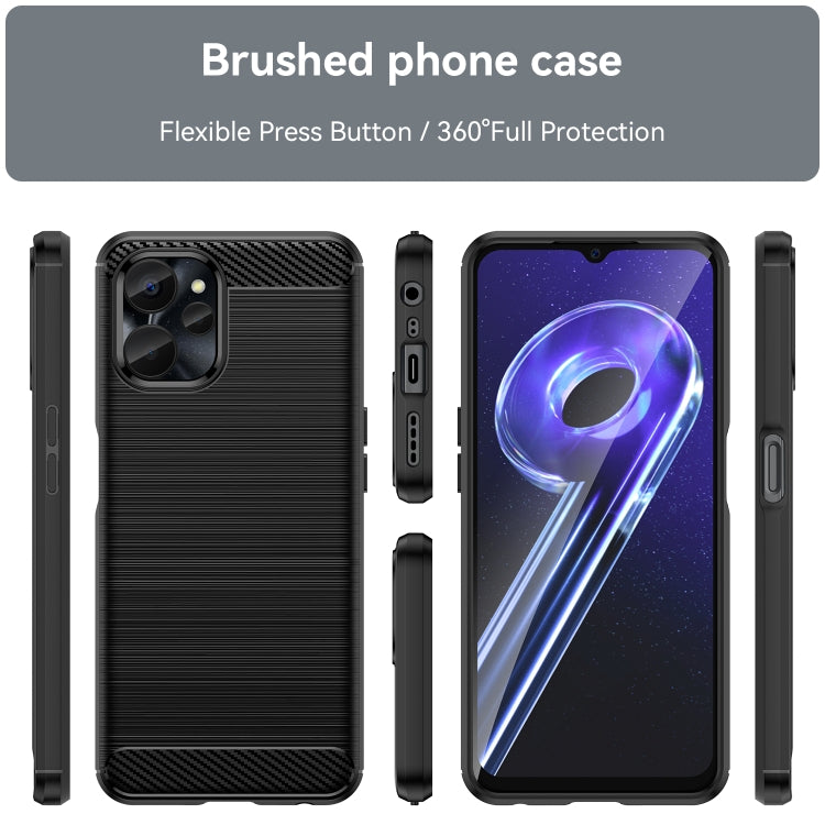 Per Realme 10 5G Custodia per telefono TPU in fibra di carbonio con trama spazzolata, For Realme 10 5G