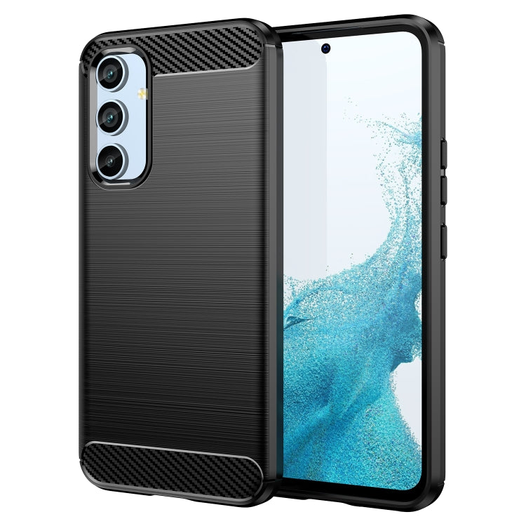 Per Samsung Galaxy A54 5G Custodia per telefono TPU in fibra di carbonio con trama spazzolata