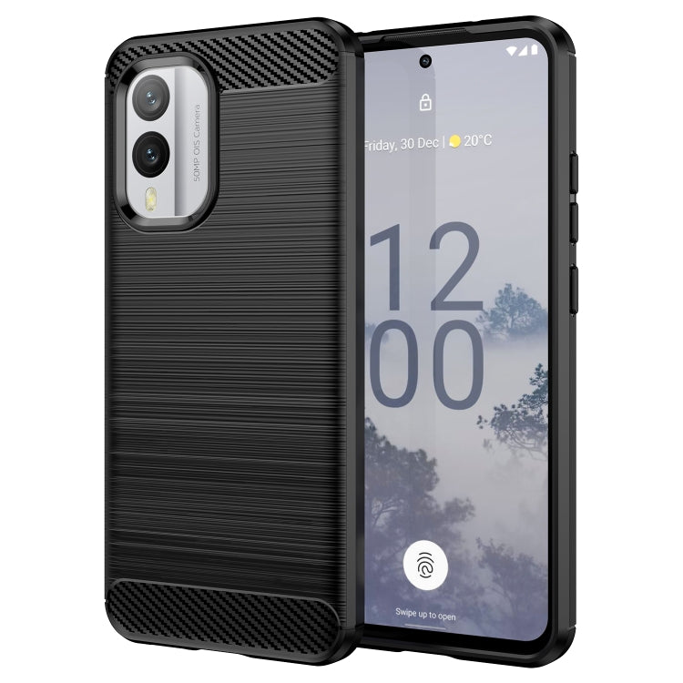 Per Nokia X30 5G Custodia per telefono TPU in fibra di carbonio con trama spazzolata, For Nokia X30 5G