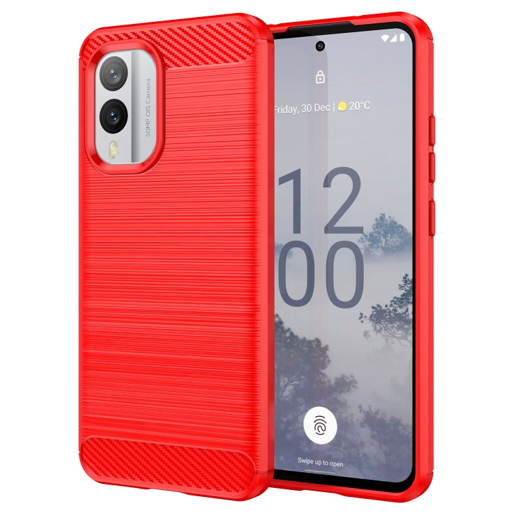 Per Nokia X30 5G Custodia per telefono TPU in fibra di carbonio con trama spazzolata, For Nokia X30 5G