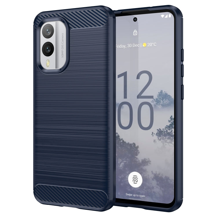 Per Nokia X30 5G Custodia per telefono TPU in fibra di carbonio con trama spazzolata, For Nokia X30 5G
