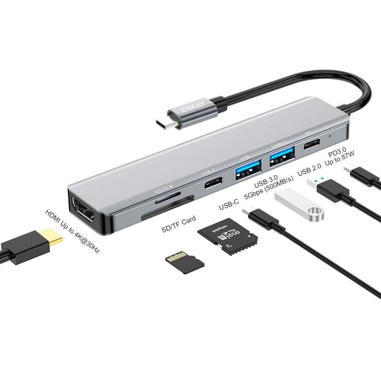 ENKAY Hat-Prince 7 in 1 da tipo C a 4K HDMI Docking Station Adattatore PD Hub di ricarica rapida, Type-C to 4K HDMI