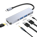 ENKAY Hat-Prince 5 in 1 Type-C Hub 4K Convertitore HDMI Docking Station Adattatore jack audio da 3,5 mm, 3.5mm+HDMI