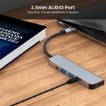 ENKAY Hat-Prince 5 in 1 Type-C Hub 4K Convertitore HDMI Docking Station Adattatore jack audio da 3,5 mm, 3.5mm+HDMI