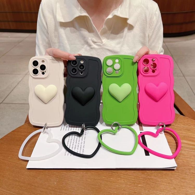 Custodia per telefono in silicone 3D Heart Skin-Feel con cinturino, For iPhone 14 Pro Max, For iPhone 14 Plus, For iPhone 14 Pro, For iPhone 14, For iPhone 13 Pro Max, For iPhone 13 Pro